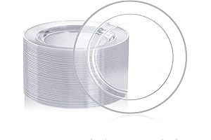 FOCUSLINE 100 Clear 10 Inch Plastic Plates, Disposable Heavy Duty Plates with...
