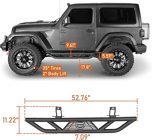 Miniatura 3 de Hooke Road JL 2 Doors Side Steps Running Boards Tubular Nerf Step Bar Armor Rock Slider Rail for Jeep Wrangler JL 2018-2026