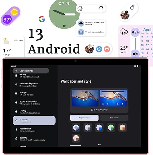 Miniatura 2 de Tablet Android 13 con teclado 2 en 1 de 10 pulgadas, 8 GB+128 GB+1 TB Quad-Core 2.0Ghz CPU Tablet PC, 2.45G WiFi 6, Bluetooth 5.0, tableta de