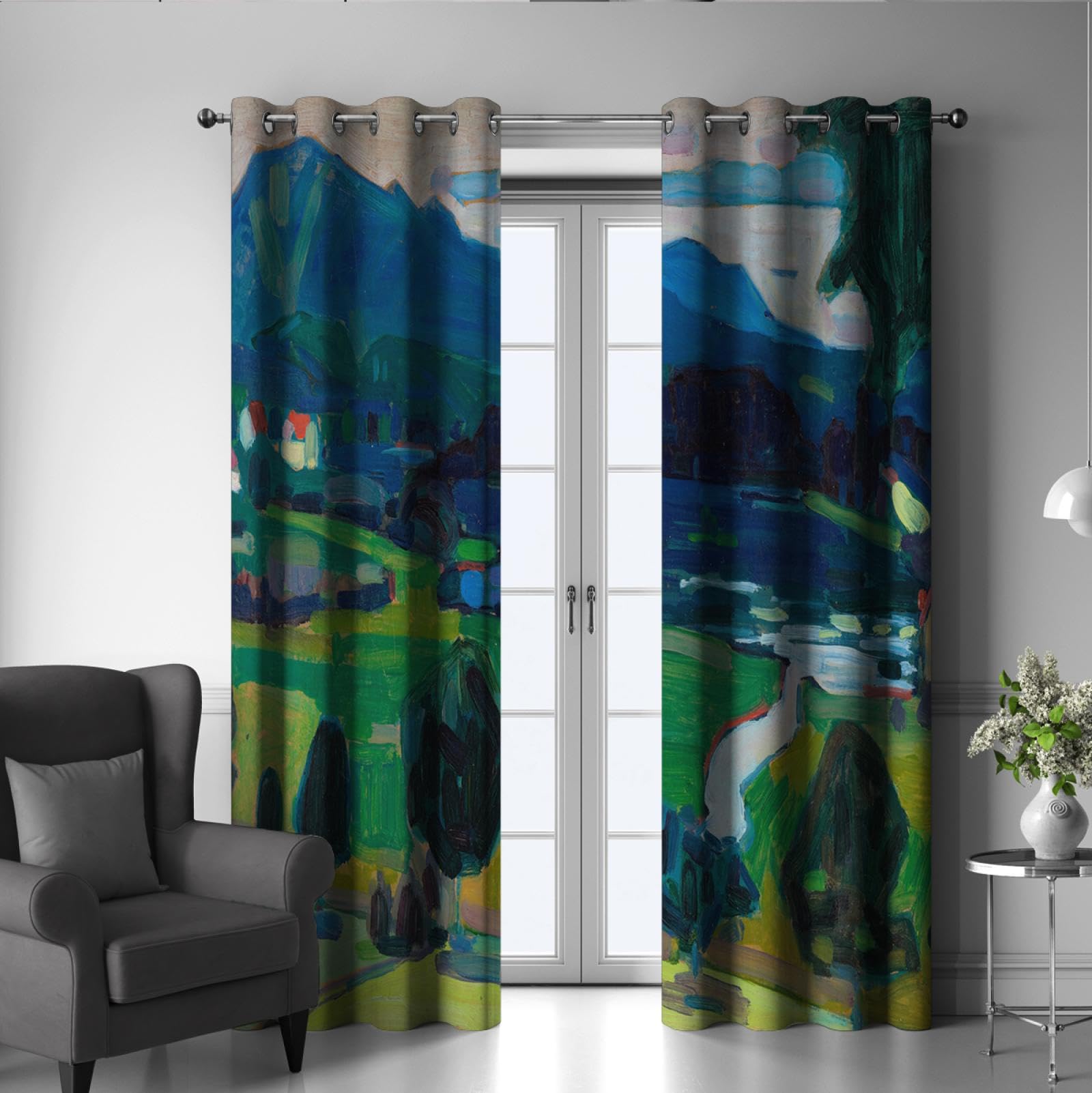 Verdunkelungsvorhänge Wald-Ombre Grün – 140x225 Cm, 2 Paneele, Thermoisoliert & Lärmreduzierend