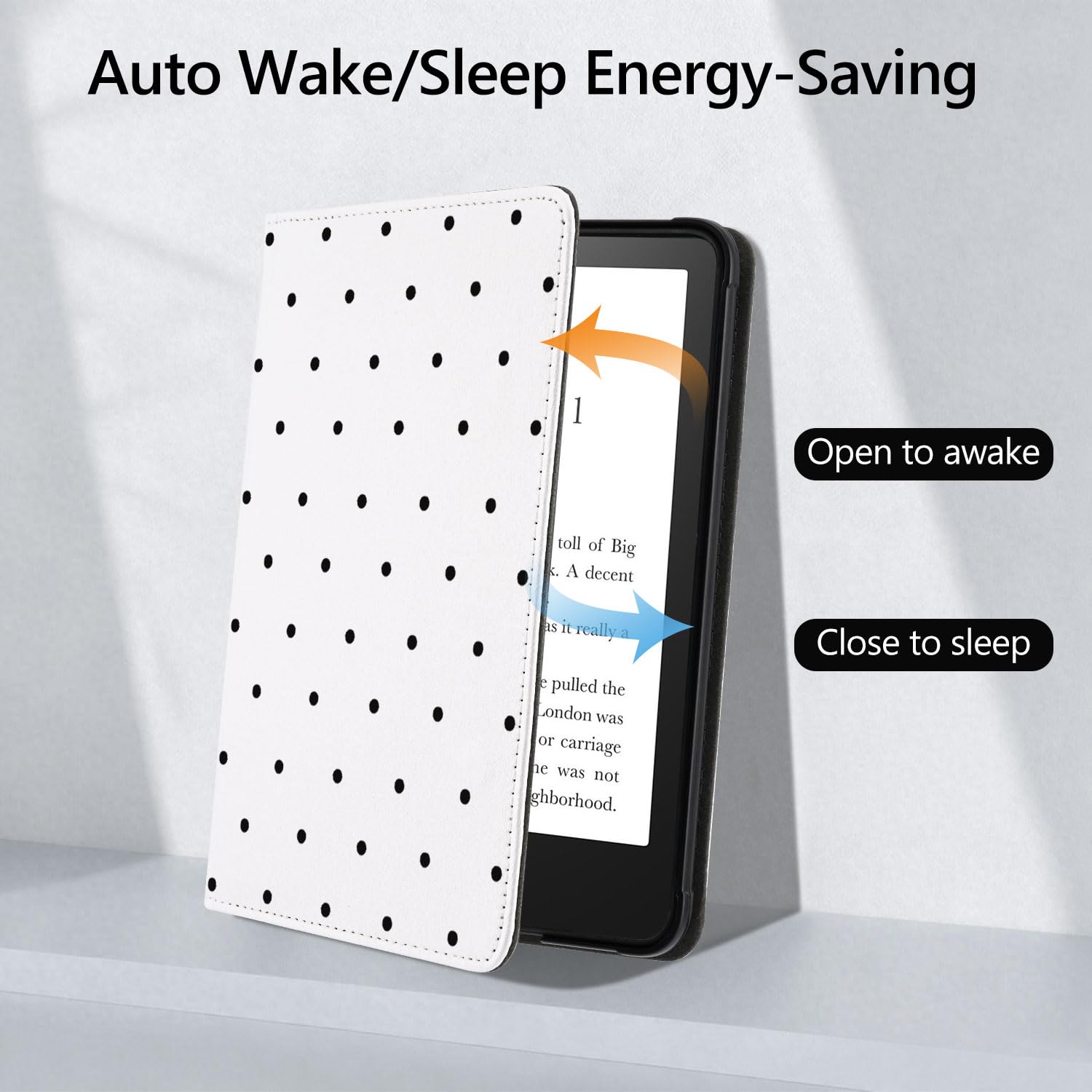 KPW6 Schutzhülle für Kindle Paperwhite 12. Generation, 17,8 cm (7 Zoll), 2024, niedliches gepunktetes ästhetisches Design, Folio-Schutzhülle mit Ständer und Handschlaufe, PU-Leder
