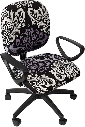 Vista 5 de Melaluxe Computer Office Chair Cover - Protective & Stretchable Universal Chair Covers Stretch Rotating Chair Slipcover Black Flower