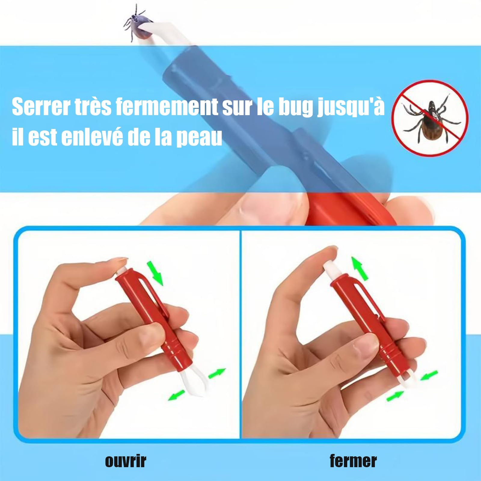 AUXHCYL Tire Tique Chien, 2 Pince à Tiques et 3 Tire Tic, Simple et sûr Pince a Tique pour Chat, Chien et Humains