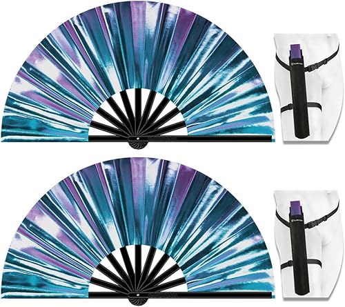 Miniatura 42 de Ventilador de Rave Plegable Grande de 13", Ventiladores de Mano Clack Plegables con Funda para Baile en Línea, Ventilador Boots On The Ground