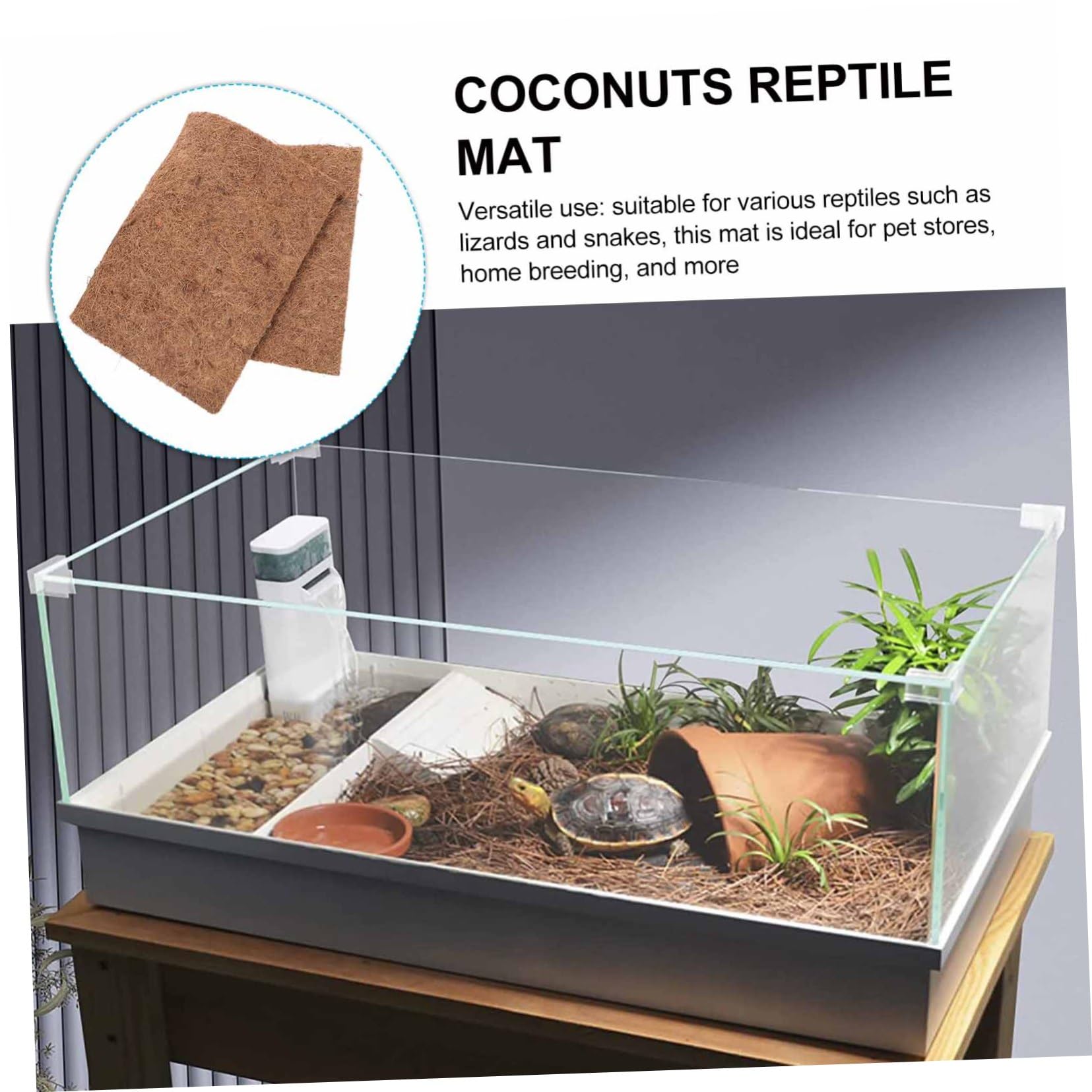 Hemobllo Set 4pezzi Tappetini per Rettili in Fibra di Cocco Naturale, Rivestimento Versatile per Serpenti e Lucertole, Protezione Migliorata per Allevamento Domestico e Negozi di Animali