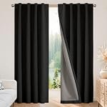 Joydeco Blackout Rideaux 2 Panneaux - Rideaux de lin naturels 84 Draps de blocage de lin isolants thermiques longs de pouce, poche de tige & Tabs arrière, l'intimité obscurcissante pour la chambre à coucher du salon