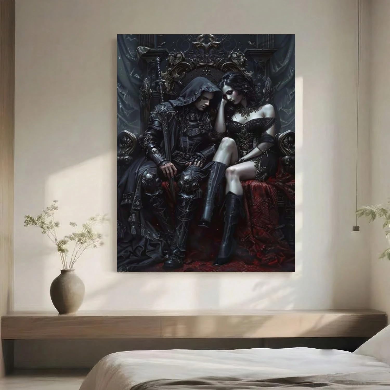 CWZBFEH Gothic Canvas Poster - Dark Fantasy Medieval Royal Couple Art, for Living Room(30x40cm/No frame)