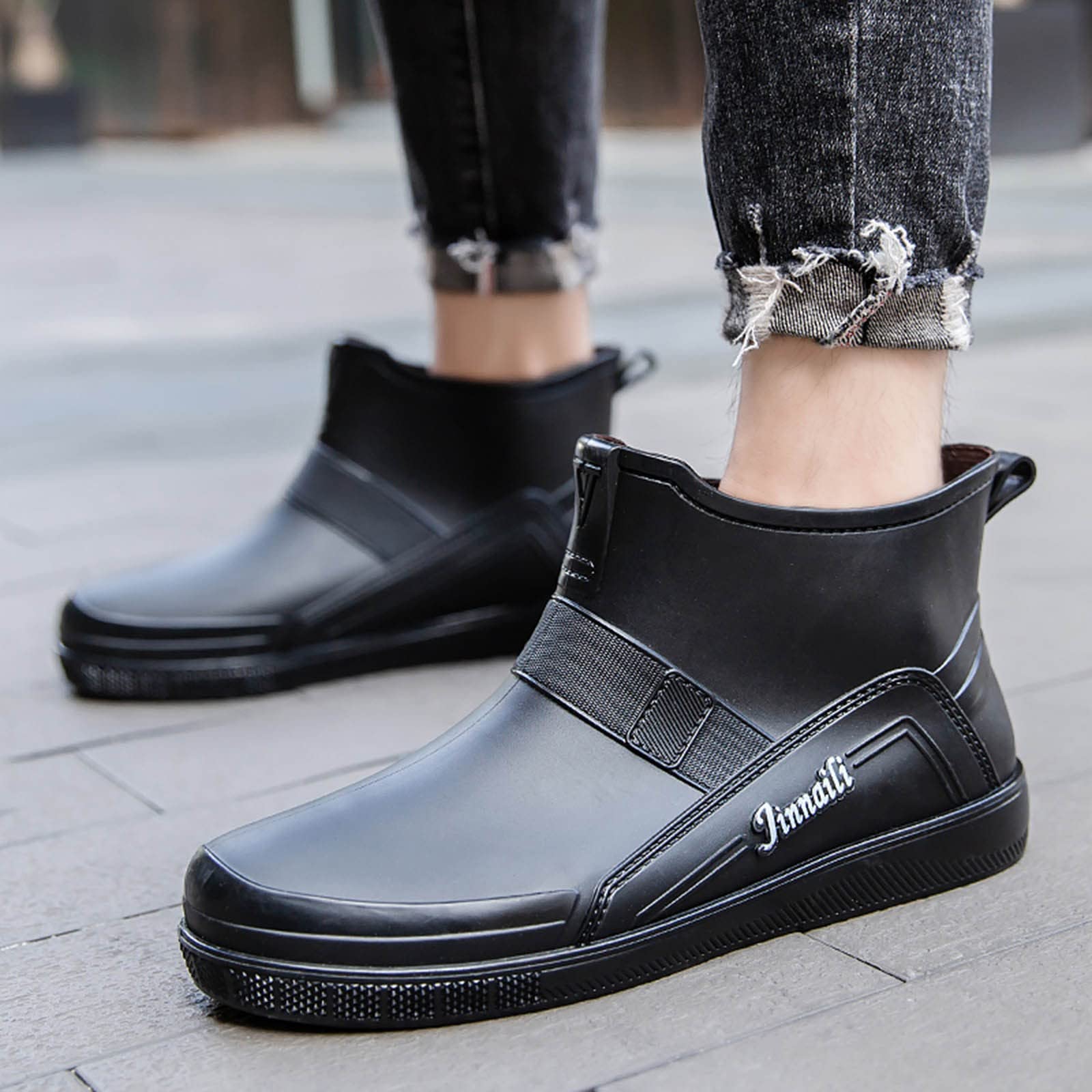 Botas de goma para hombre, botas de lluvia, impermeables, botines de goma, antideslizantes, para jardín, botas de lluvia, botas de tobillo, botas para lluvia, nieve, exteriores