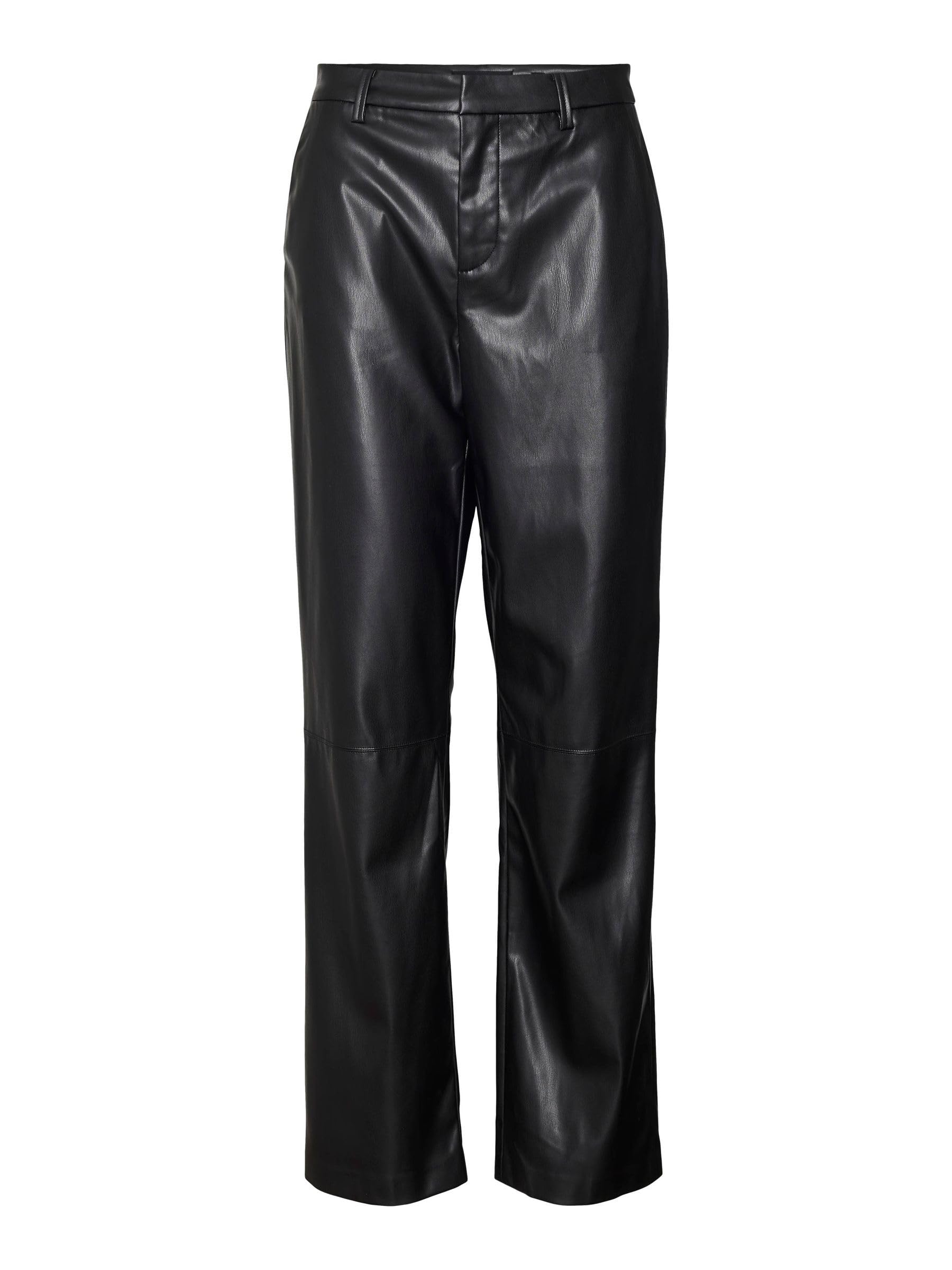 Vero Moda Women's VMZAMIRAOLYMPIA MR Straight PL Pant NOOS Pants, Black, M/30