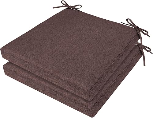 Cojines para sillas de comedor, cojín de asiento cuadrado de interior para sillas plegables con lazos y funda extraíble lavable, juego de 2 cojines