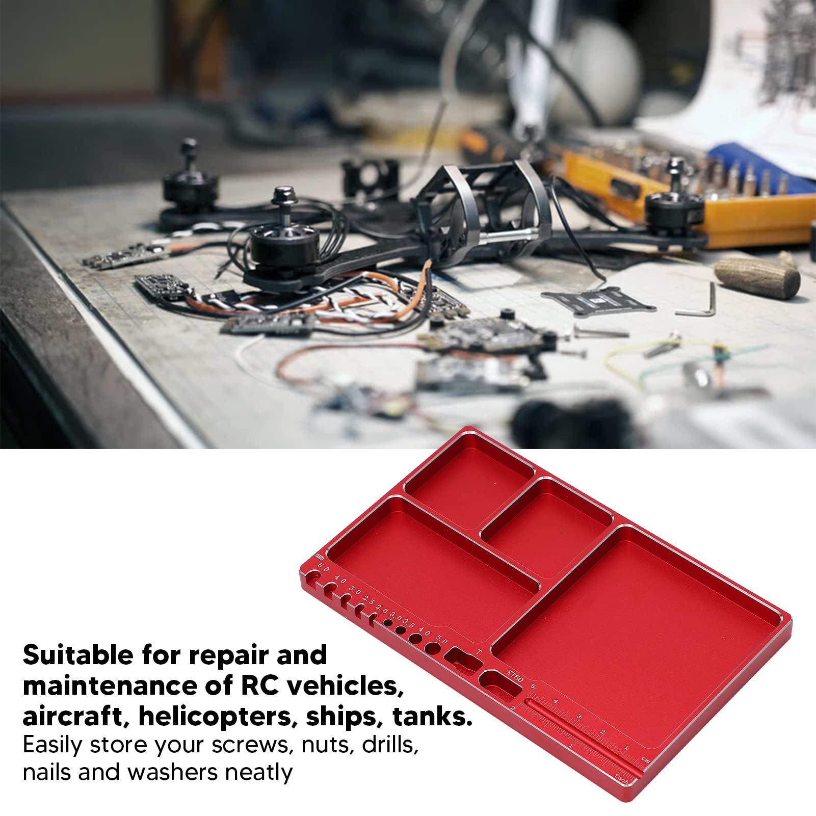 Pwshymi Magnetic Screw Tray, Aluminium Alloy Magnetic Adsorption Portable Size - Image 4