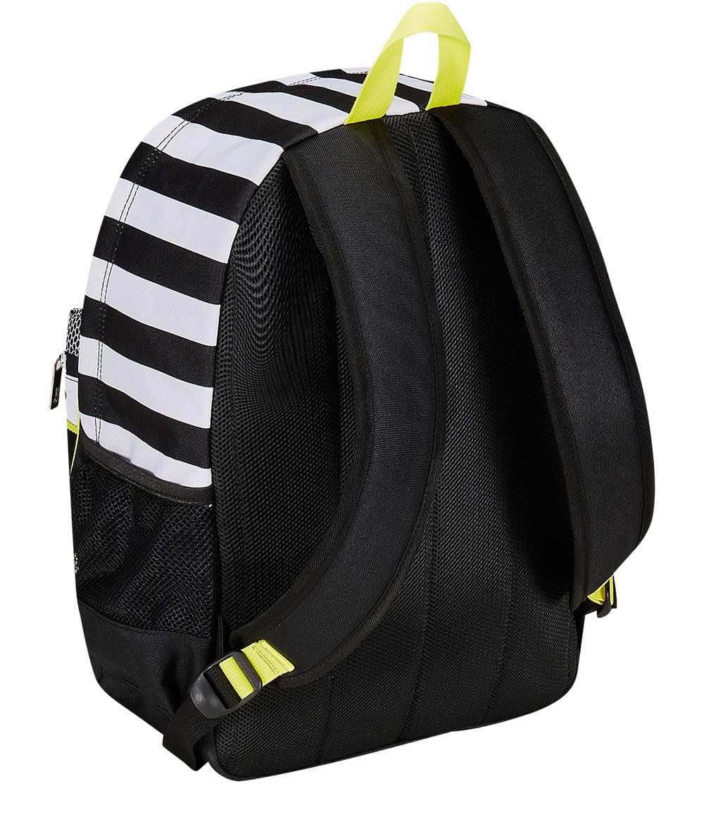 Seven Zaino Scuola Estensibile F.C. JUVENTUS Calcio -WIN IS THE RULE, Bianco Nero - Zaino Doppio Scomparto Sdoppiabile Tramite Zip e Con Tasca Porta Borraccia, Zaino Bambino