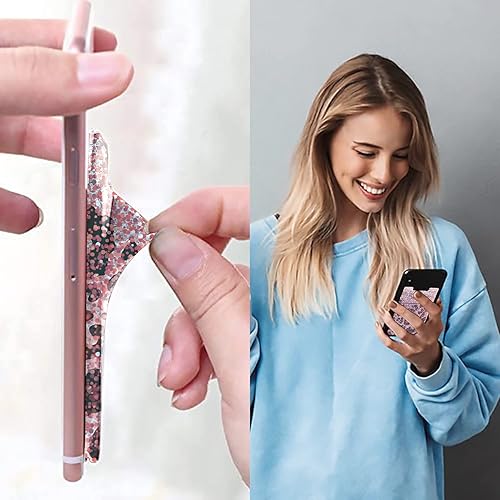 Miniatura 3 de Billetera para teléfono celular, elástico de licra doble bolsillo para tarjeta de crédito y soporte para dinero, adhesivo para teléfono celular,