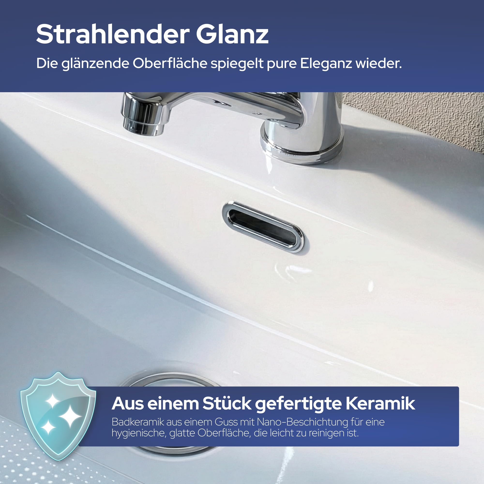 VILSTEIN Keramik Waschbecken 50cm Weiß – Aufsatz Produktbild-Vorschau 5