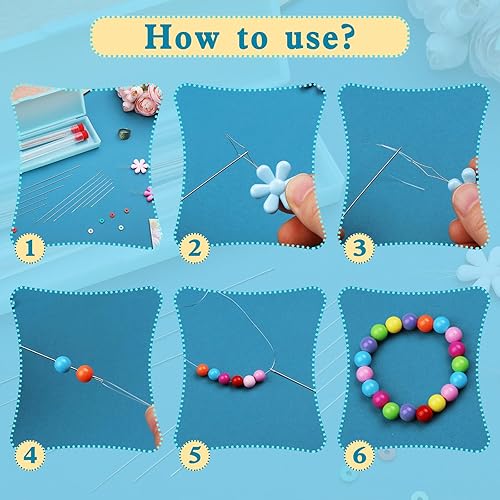 Miniatura 4 de Juego de 75 agujas de cuentas, agujas de cuentas de semillas, 60 agujas largas y rectas, 12 agujas de cuentas de ojo grande con botellas de aguja,