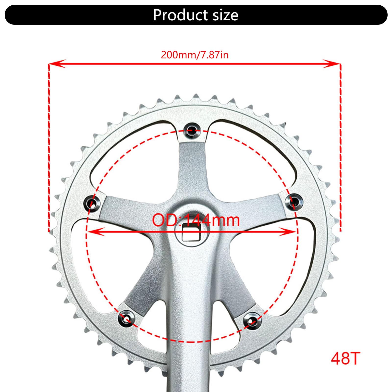 Amazon.co.jp: ロードバイク 165mm スクエアクランクセット 144BCD 48T