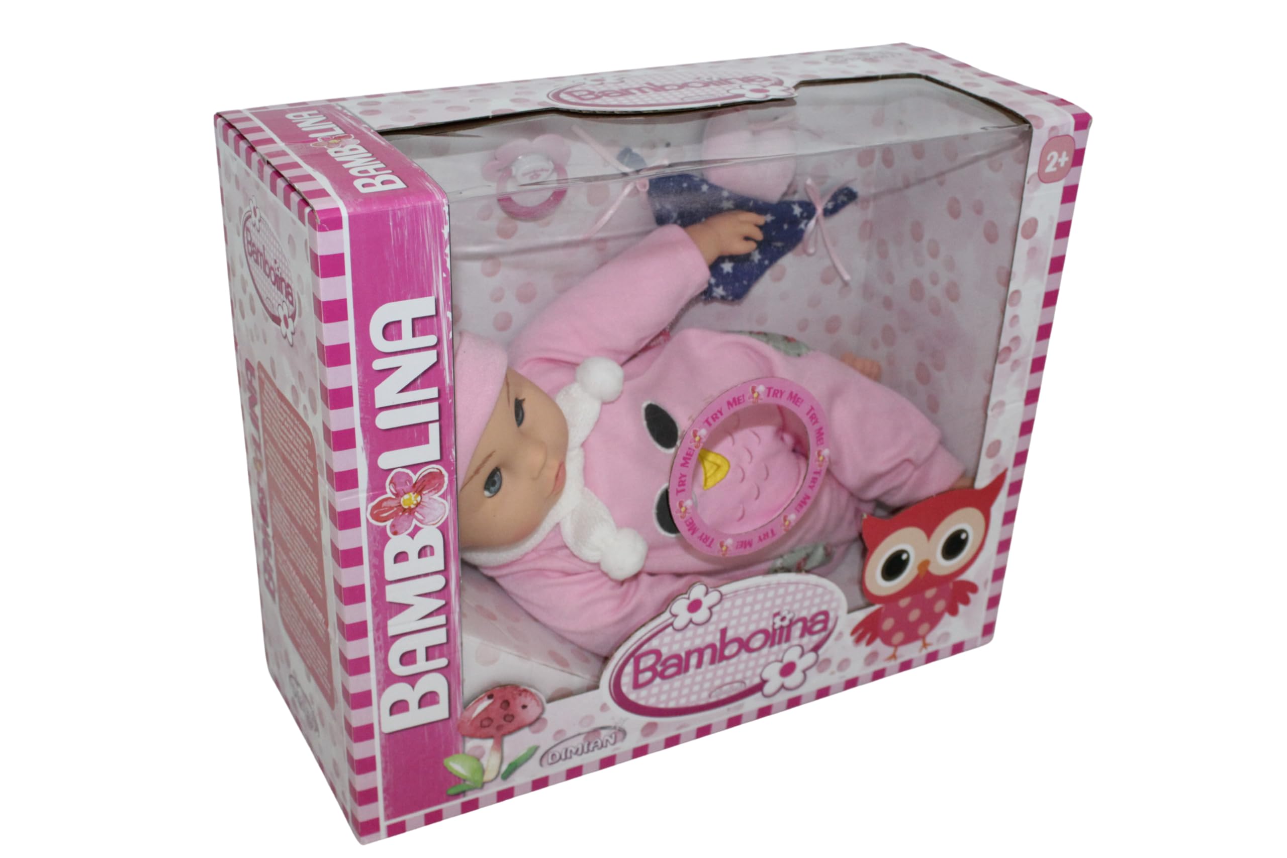 Pioupiou et Merveilles Dimian - Bambolina Lalka Dobranoc - 42 cm - Lalka z czapką nocną - Smoczek do odtwarzania czasu snu - Piosenkarka i kołysanka z 50 zapisanymi słowami