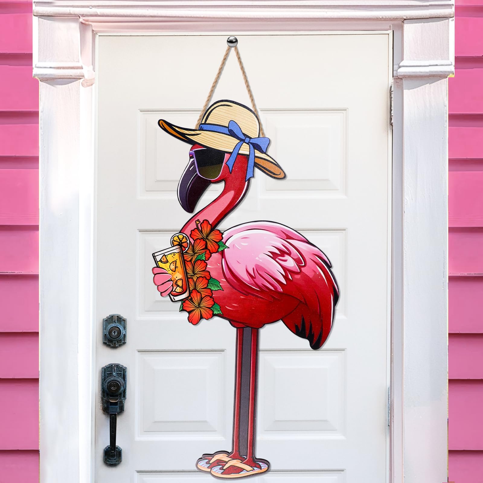イマン　ダイアナローズ　Welcomeボード Amazon.com: 27.5 Inch Tall Flamingo Welcome Door Sign Summer