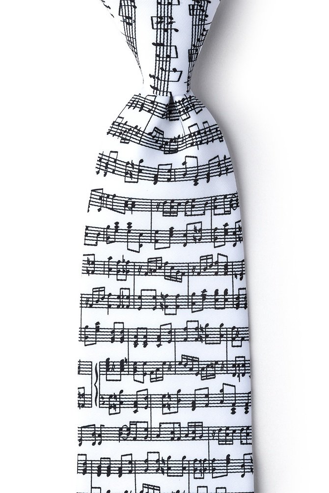 Wild Ties Sheet Music White Microfiber Tie