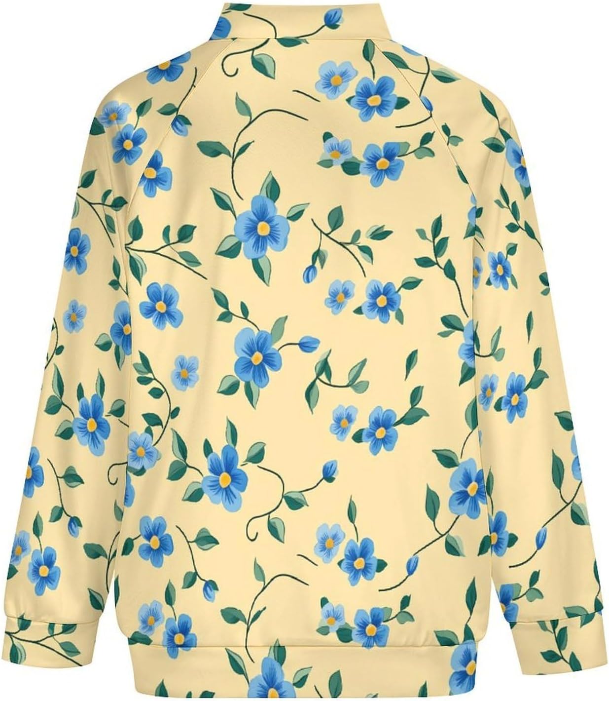 Blue Floral Flower Men's Zip Up Sweatshirt Casual Sweater Jackets Long Sleeve Tops Lightweight Coat
