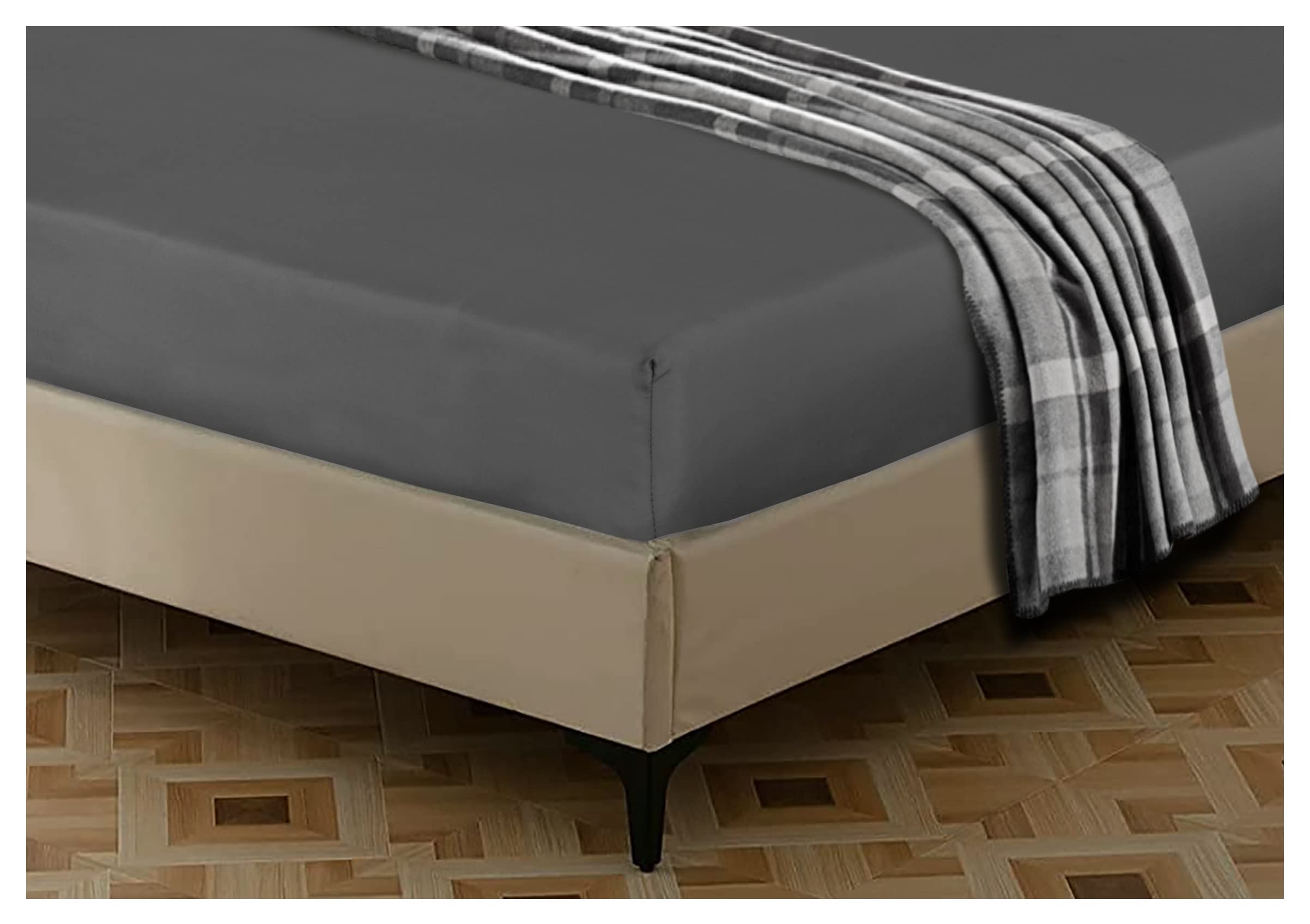 Dark Grey Fitted Sheet Super King Size, 25cm Deep Pocket, Easy Care, Brushed Microfiber Bed Sheets - Image 2