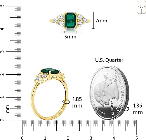 Miniatura 4 de MAX + STONE Anillos de piedras preciosas de oro de 10 quilates para mujer, anillo de aniversario con piedra natal de corte esmeralda, anillo de