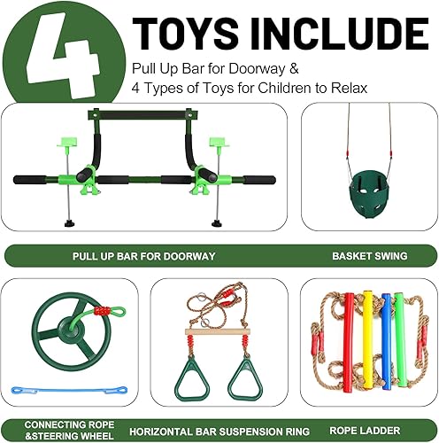 Miniatura 2 de Columpio de puerta para niños y barra de dominadas para adultos  Columpio interior para niños con 4 accesorios  Gimnasio multifunción para la