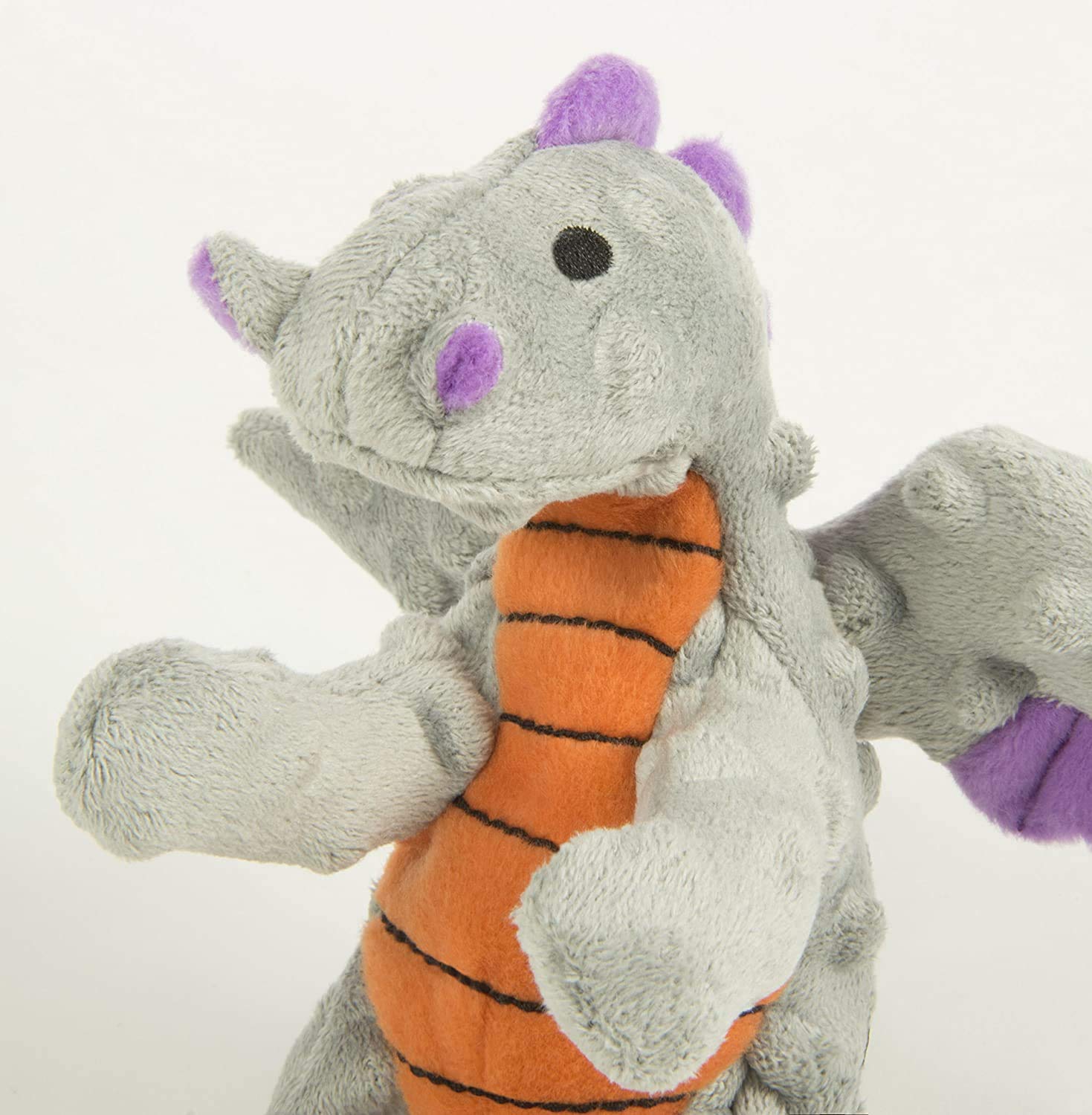 goDog Bubble Plush Dragons Squeaky Dog Toy, Chew Guard Technology Gray,  Small