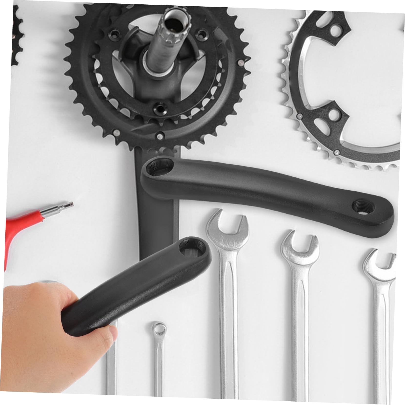 BESPORTBLE Pedivella per Motore Centrale Bici 170mm, Coppia Nera | Foro Quadrato Orizzontale, Metallo, 2 Pezzi, per Bici da Strada e Mountain Bike