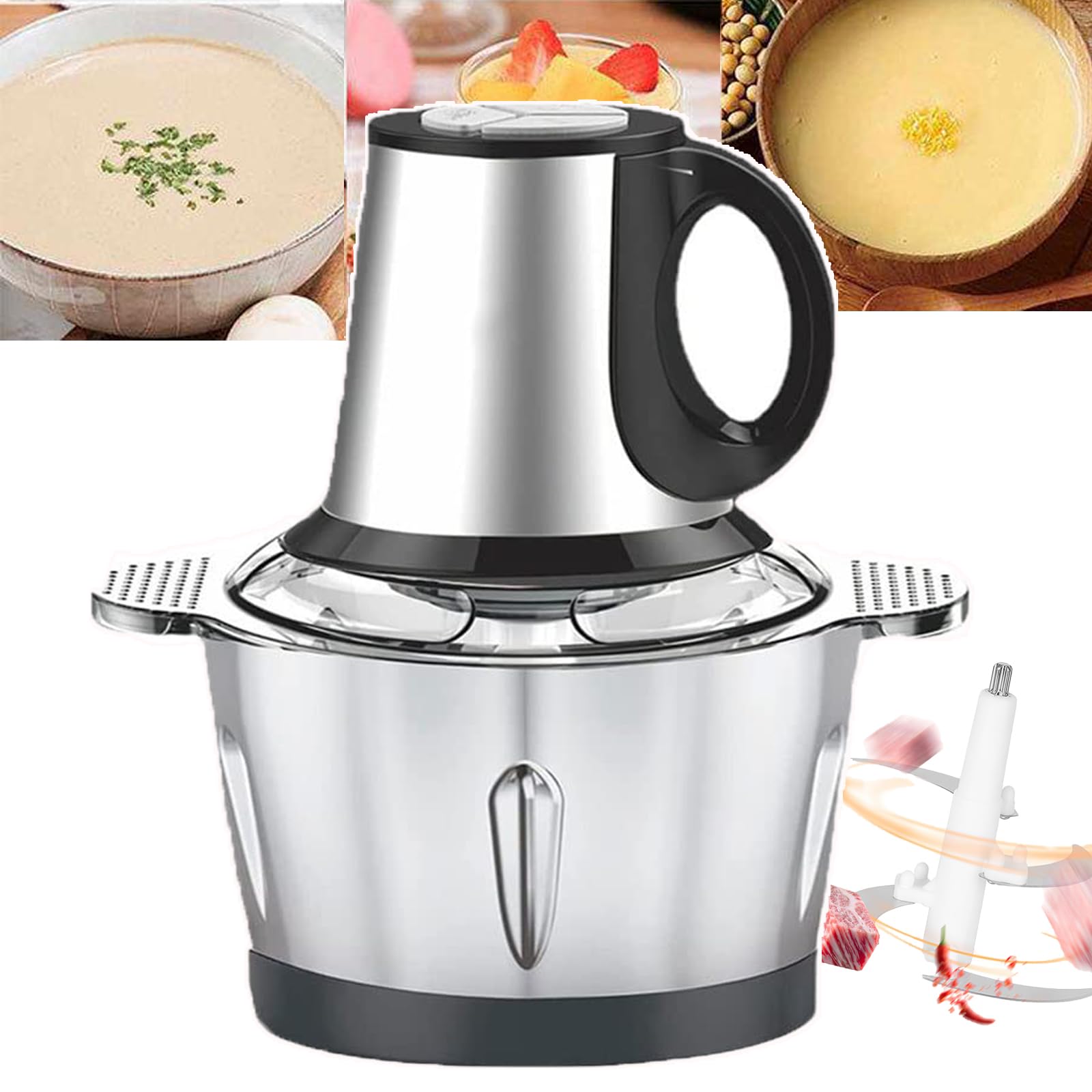 Picadora de alimentos, procesador eléctrico de cocina de 600 W con protección contra sobrecalentamiento, capacidad de 3 litros, control de 2 velocidades para cortar, mezclar, moler y preparar batidos
