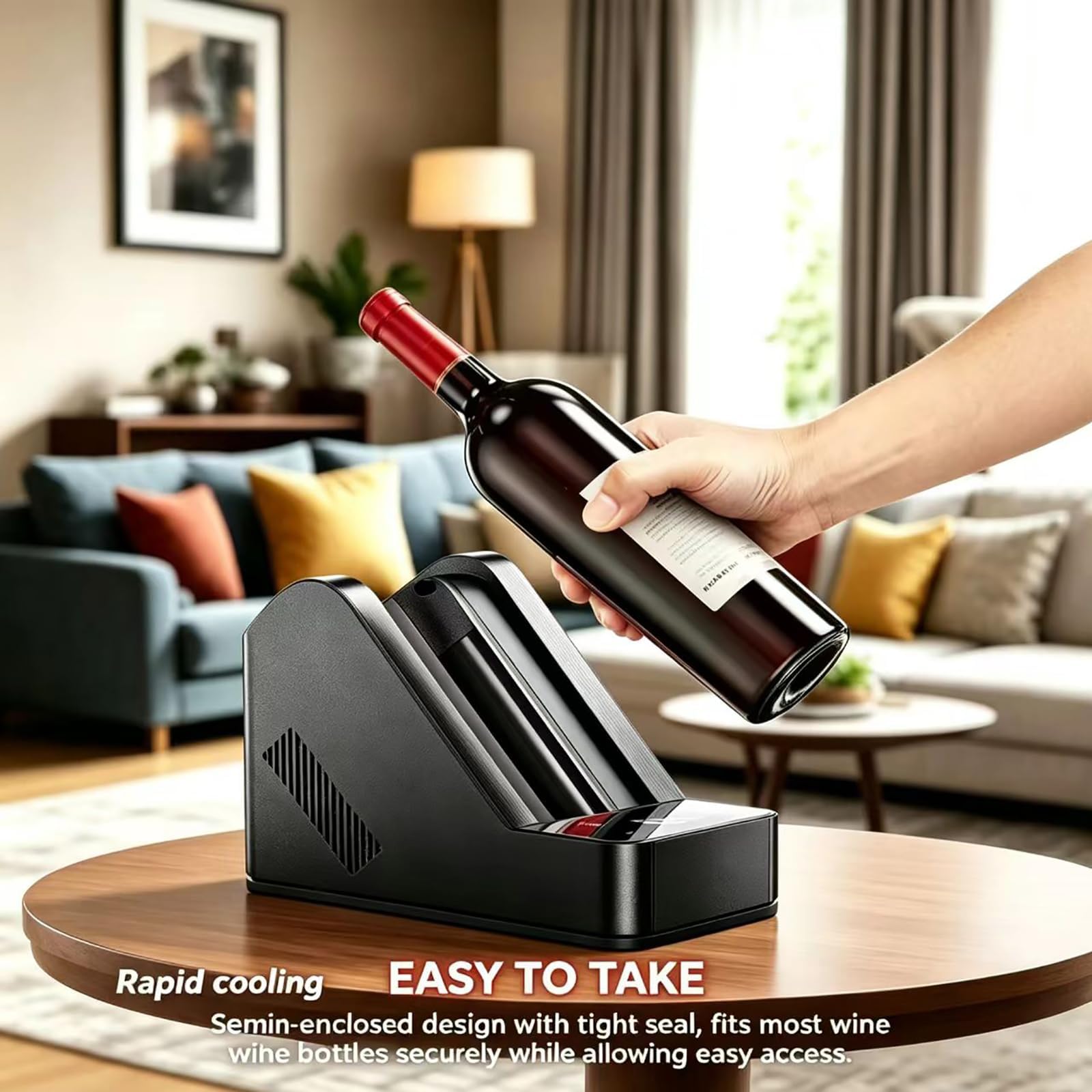 Enfriador De Vino Eléctrico De Precisión Para Botellas, Cubo Enfriador De Vino Eléctrico Portátil, Temperatura Ajustable De 0 ℃ A 20 ℃ Y Enfriamiento Constante Durante 24 Horas, Bajo Nivel