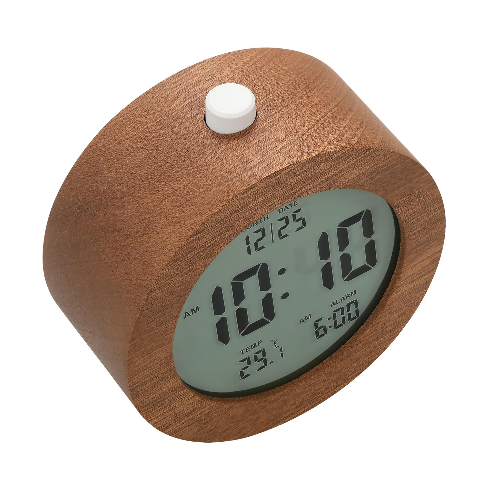 Plumeet Reloj despertador digital de madera para dormitorios, reloj despertador de madera de 4 pulgadas con repetición y luz nocturna, reloj electrónico LCD de escritorio que muestra la hora, fecha,