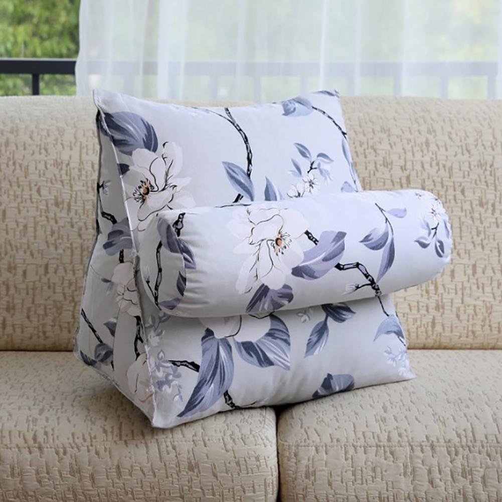 FLHSLY lumbar support cushions reading pillows bedside sofa printing backrest, D, small