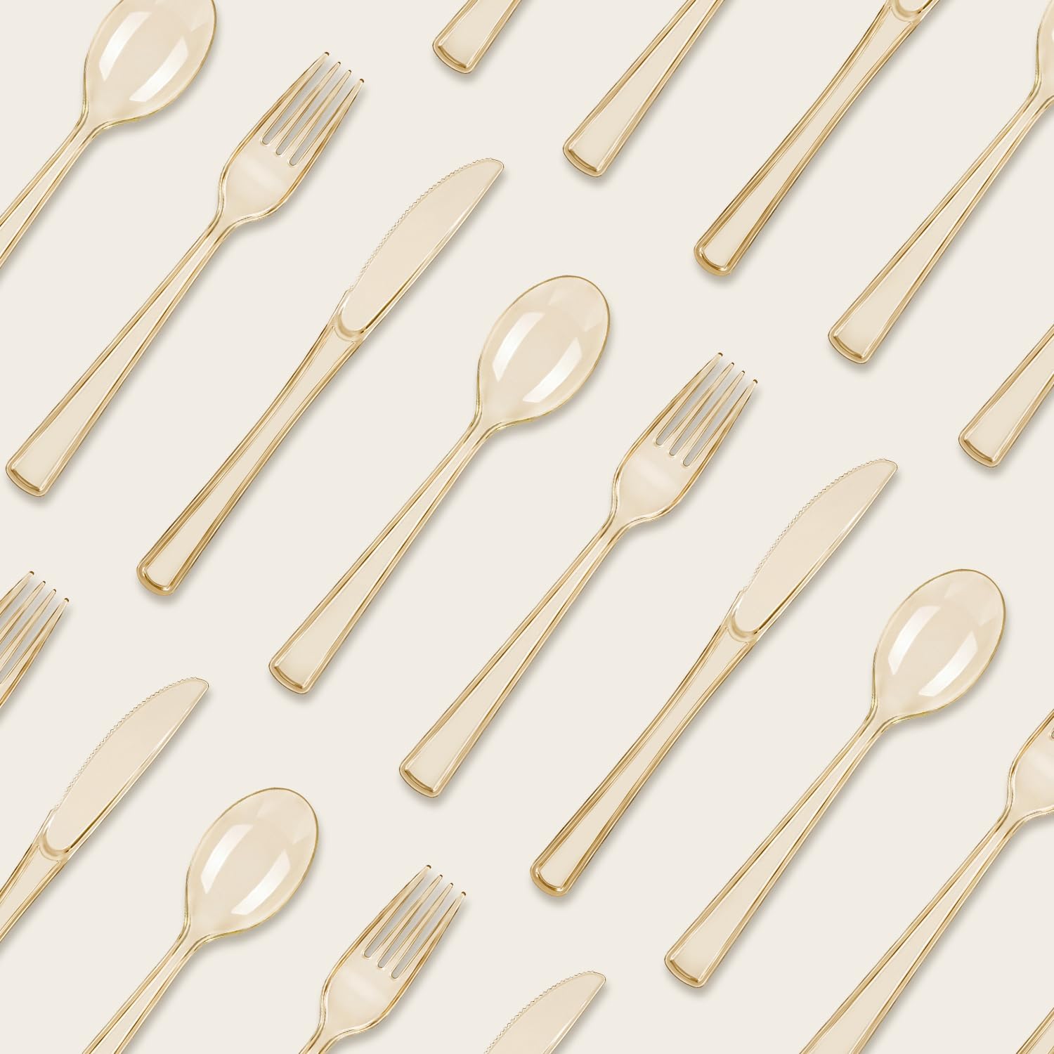 150 Pack Plastic Silverware,Disposable Cutlery Set Heavy Duty Utensil Sets 50 Forks 50 Knives 50 Spoons for Birthday, Wedding,Party,Picnics Restaurant Outdoor Events (Coffee Clear) image 4