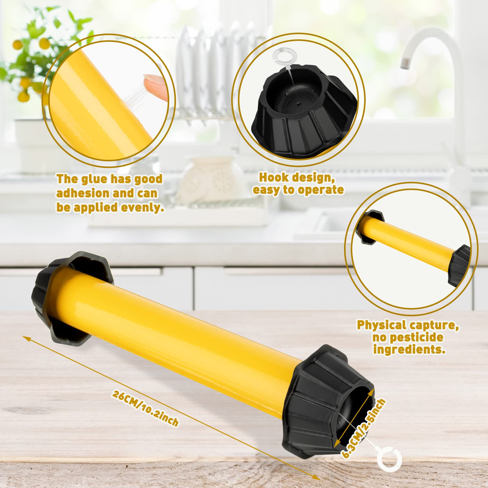 Qualirey 8 bastoncini adesivi per mosche con gancio, elegante-1, giallo