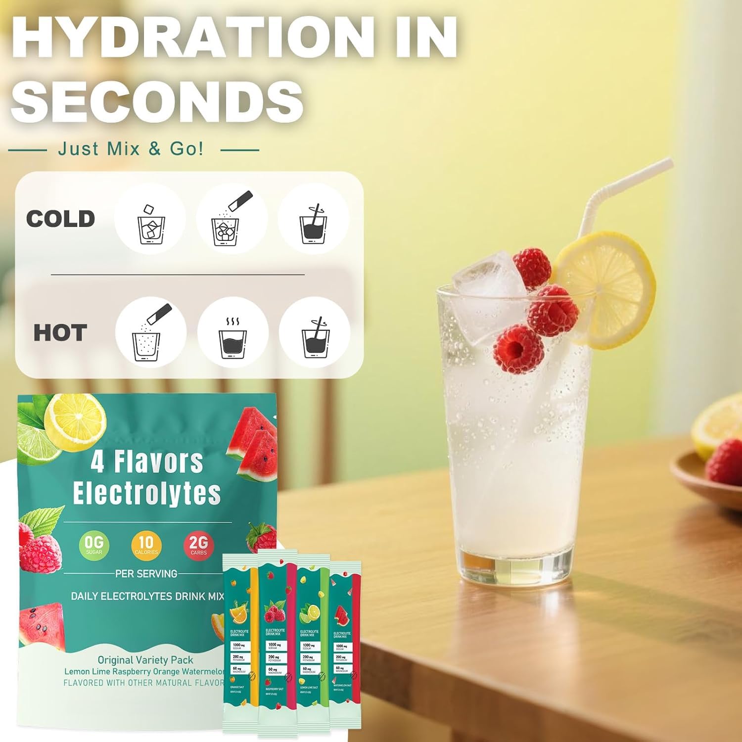 Mélange en poudre électrolytique Hydratation & Récupération | Compatible céto, sans gluten, végétalien, sans OGM, soutien quotidien