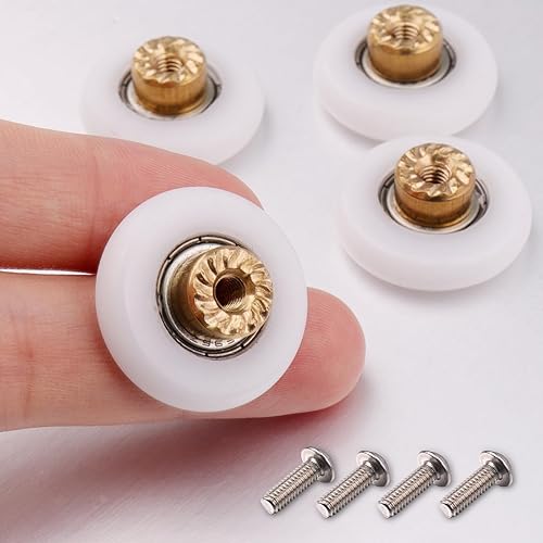 Miniatura 7 de Atoplee 4 rodillos para puerta de ducha  pieza de repuesto de 0.79 pulgadas para corredor de cristal de baño, puerta corrediza de ducha (diámetro