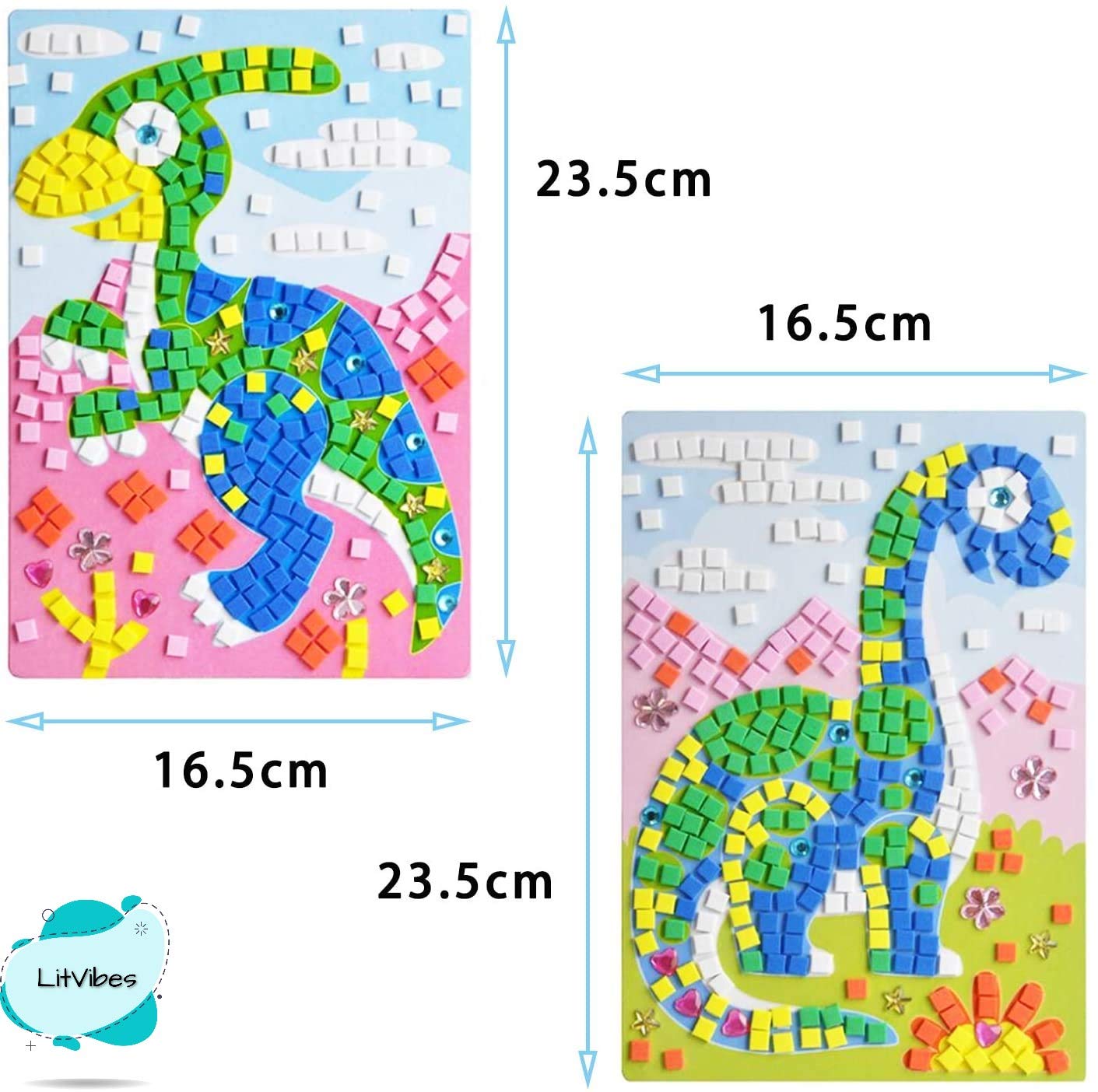 LitVibes Mosaic Sticker Creative Art DIY Set Foam Handmade Sticky Art Crafts Kits Multi Color for Kids/Teenagers- Set of 2 (Random Designs) 1