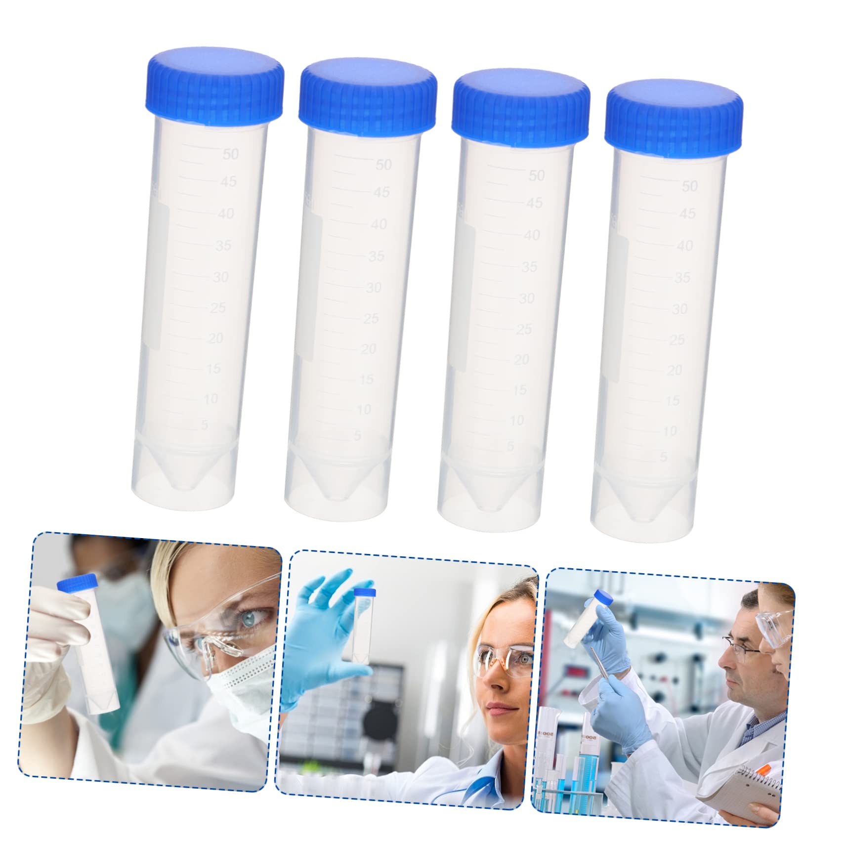 CIYODO 50pcs Conical Bottom Tube Falcon Tubes Polypropylene Tube Tubes with Caps Centrifuge Test Tubes Conical Test Tube Conical Tubes Reusable Test Tubes Plastic