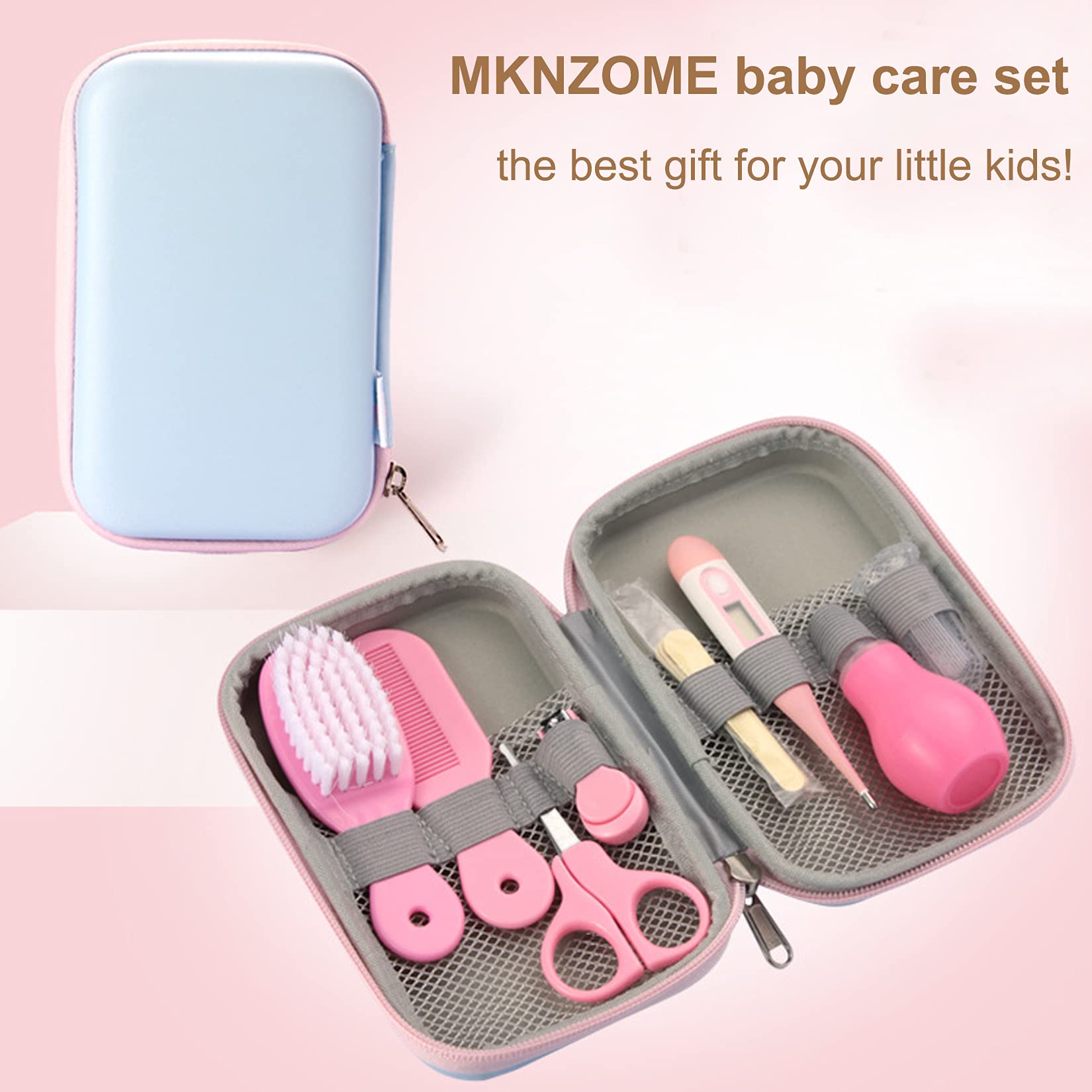 Trousse De Soin Bébé MKNZOME 14 Pièces - Ciseaux, Coupe-Ongles, Lime, Cure-Oreille - Sécurité Bébé 0-3 Ans