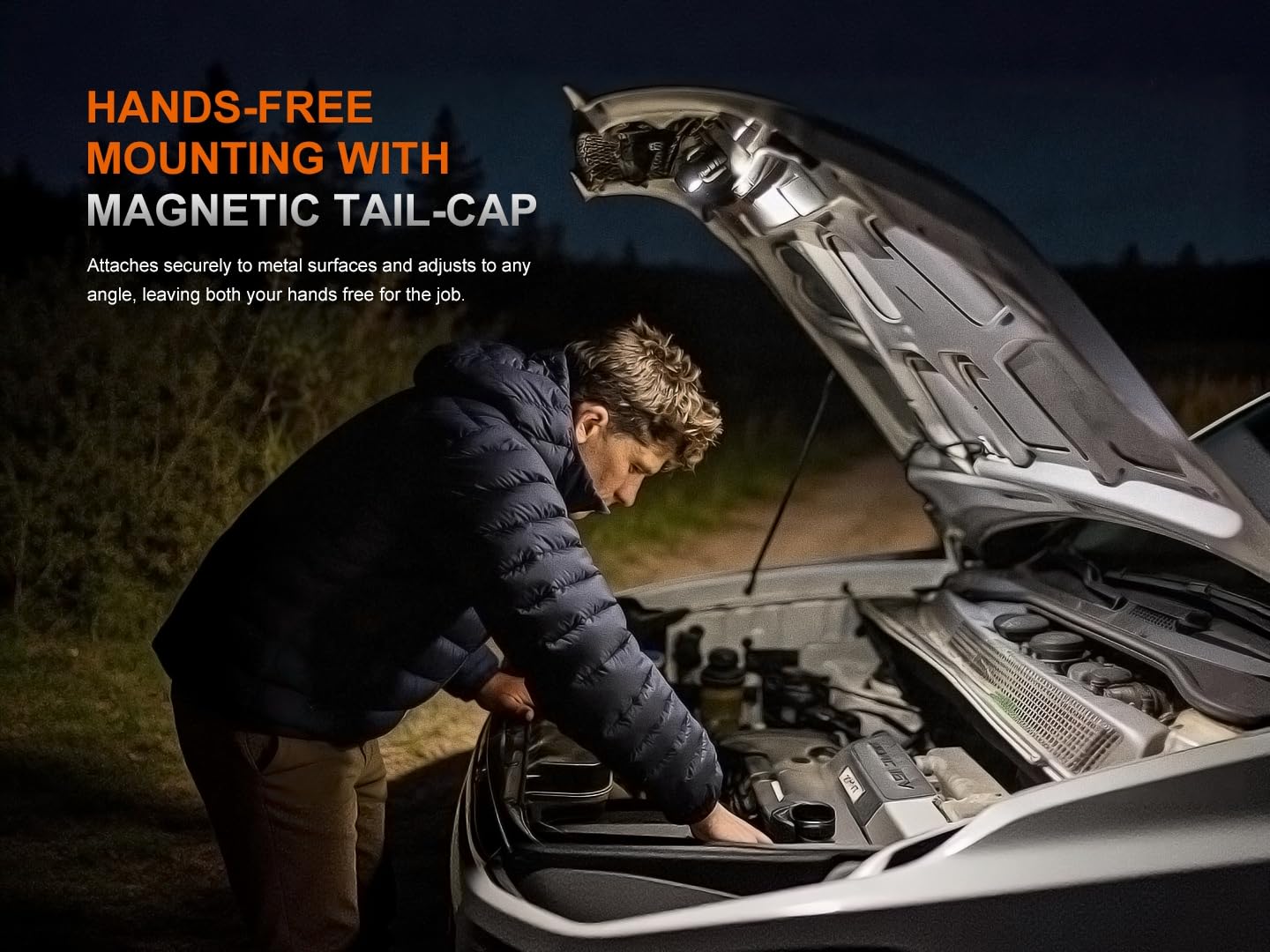 Fenix HM53R Linterna frontal recargable, 1200 lúmenes LED con luz roja, tapa trasera magnética, linterna desmontable, recargable por USB-C, trabajo ligero al aire libre y organizador Lumentac