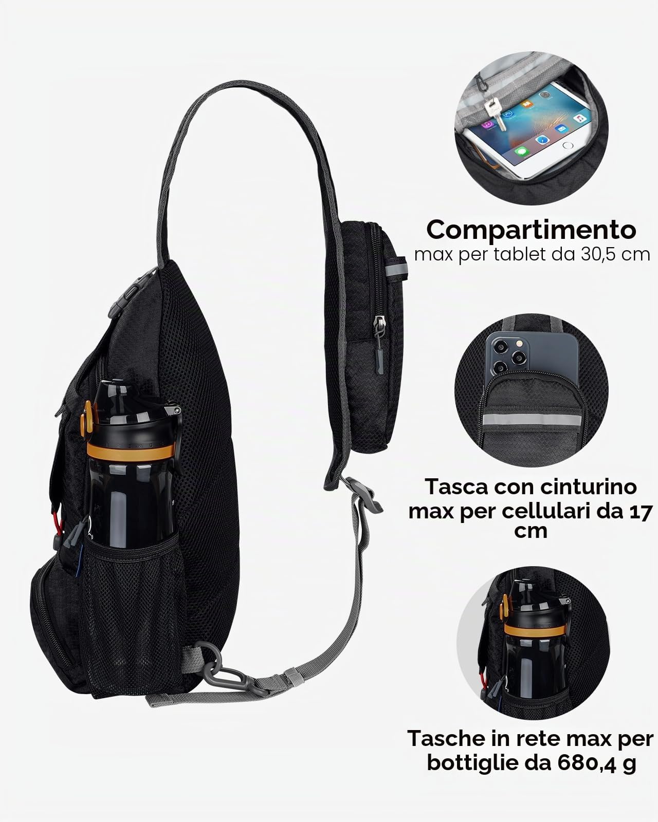 Waterfly Zaino Monospalla Ripiegabile Piccolo Zaini Petto Borse a Spalla borsa da Giorno per Sportivo Escursioni e Viaggi Uomo Donna