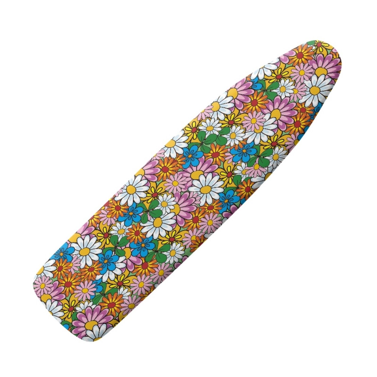Dwetcxo Colorful Flowers Ironing Board Covers Iron Board Covers And Pad Thick Resist Scorching And Staining Thick Easy Fit Iron Cover Adjustable Elastic Rope Ironing Boards Cover 125X45cm