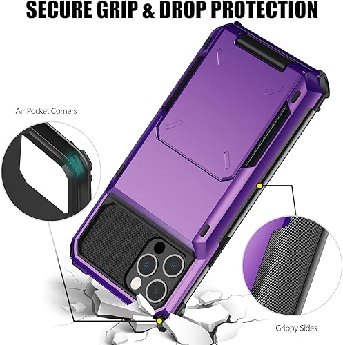 Miniatura 5 de Nvollnoe Funda para iPhone 1212 Pro con tarjetero almacena 5 tarjetas Funda tipo cartera de doble capa resistente a prueba de golpes con ranura