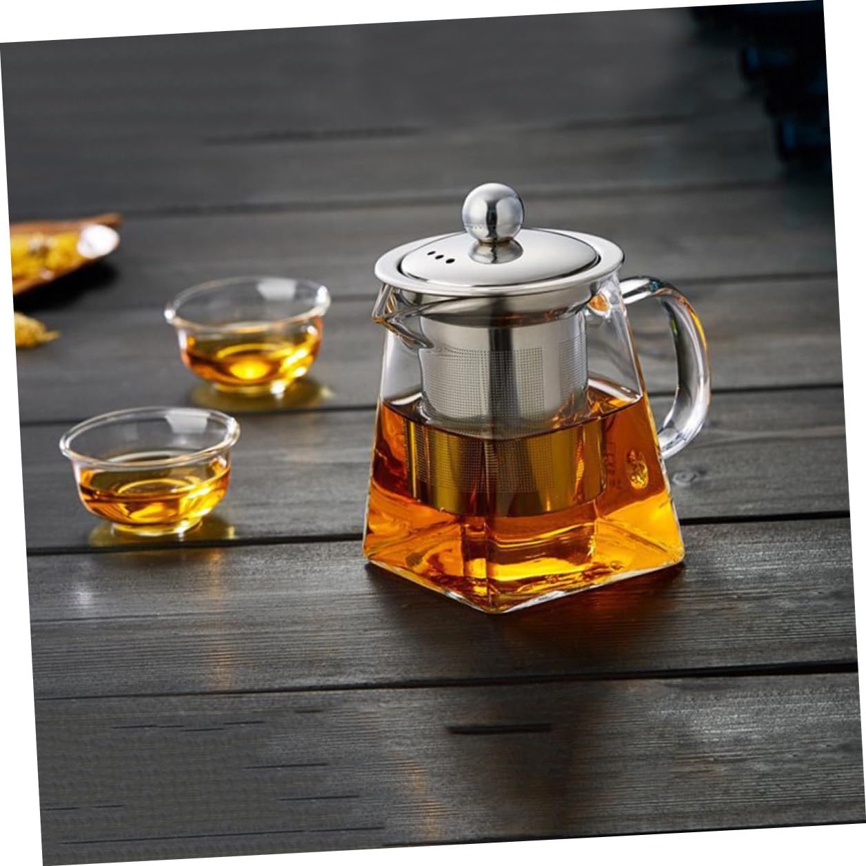Tetera De Vidrio Resistente Al Calor Filtro De Acero Inoxidable Para Infusiones De Té Para Cocina o Despacho