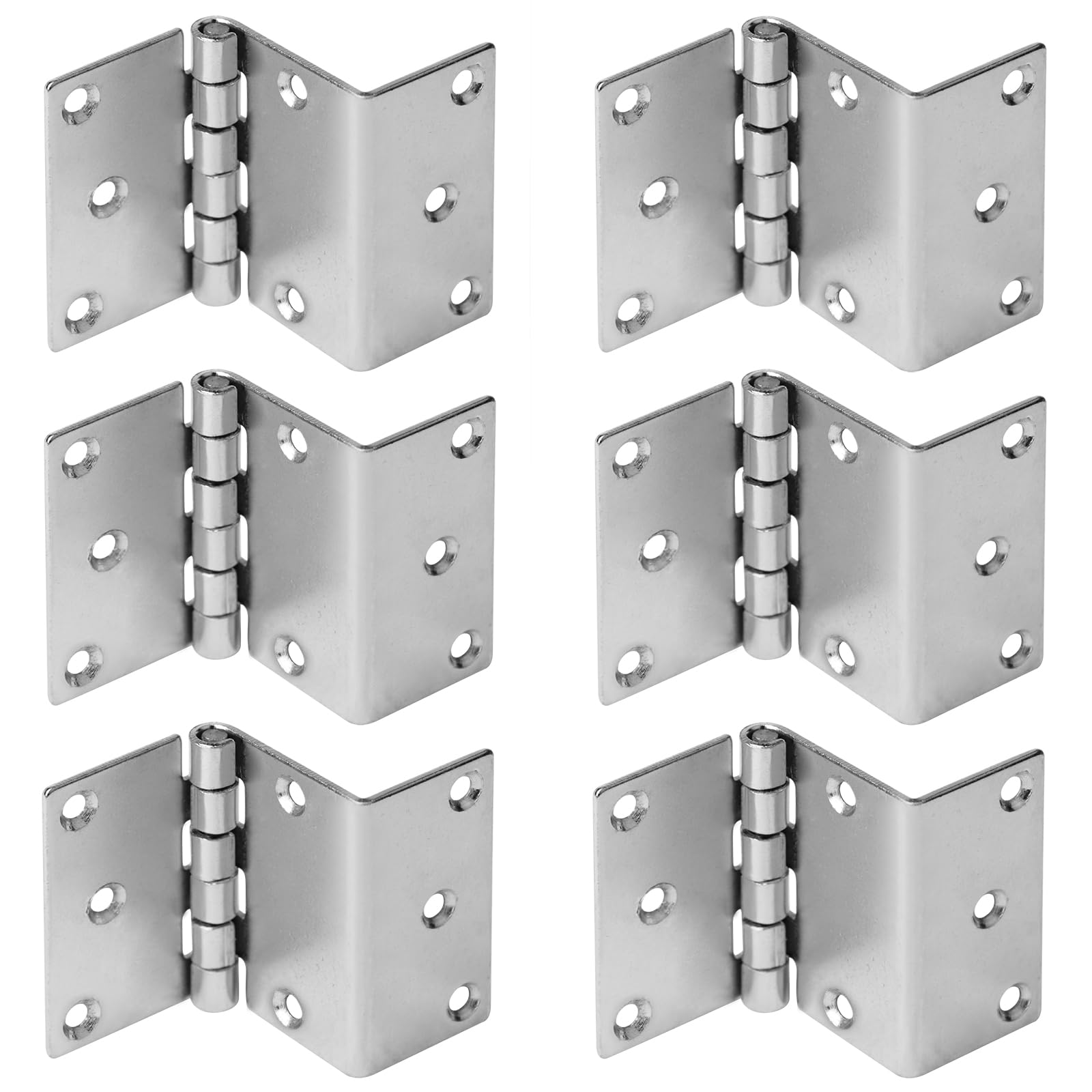 GBGS 6 Pack Offset Door Hinge,2-3/4" High x 1-3/8" Leaf Width, Half-Surface Chest Hinges for 1-3/8" Thick Door Panel,Silver