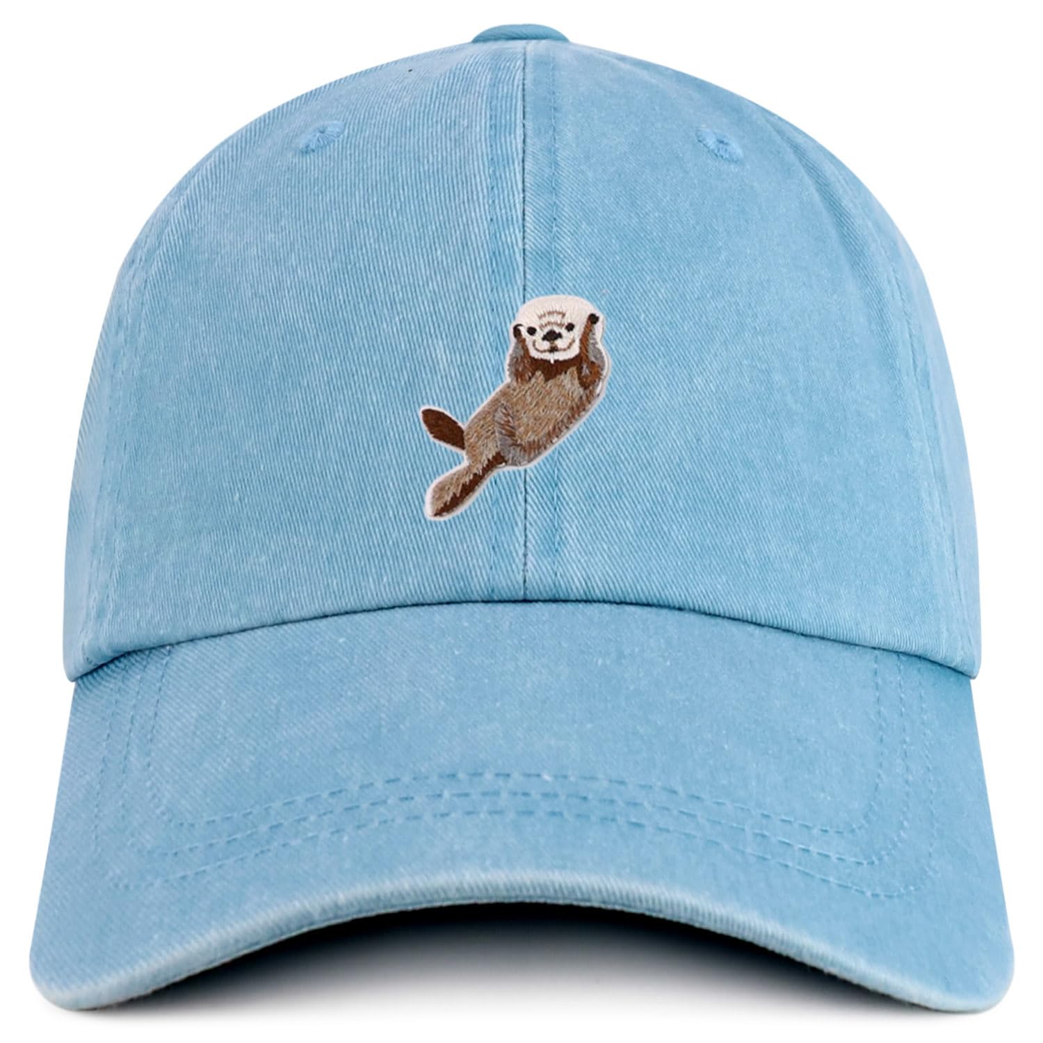 Trendy Apparel Shop Otter Embroidered Patch Pigment Dyed Baseball Cap