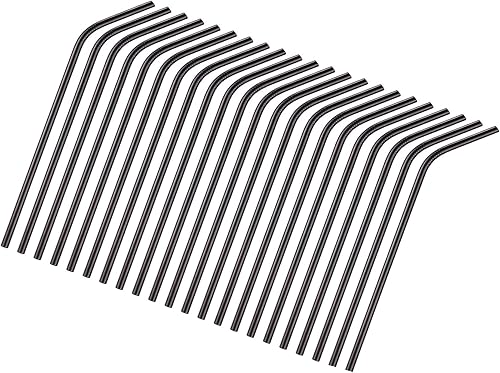 Pajitas de metal reutilizables, 50 unidades, 8.465 x 0.236in, pajitas curvadas para vasos de 1.7fl oz, Yeti (50 unidades dobladas en color negro