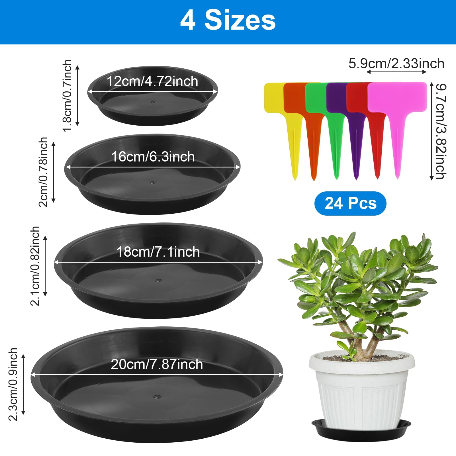 EASYKEENECOM 24 Sottobicchieri Per Fiori, Rotondi, In Plastica, Con