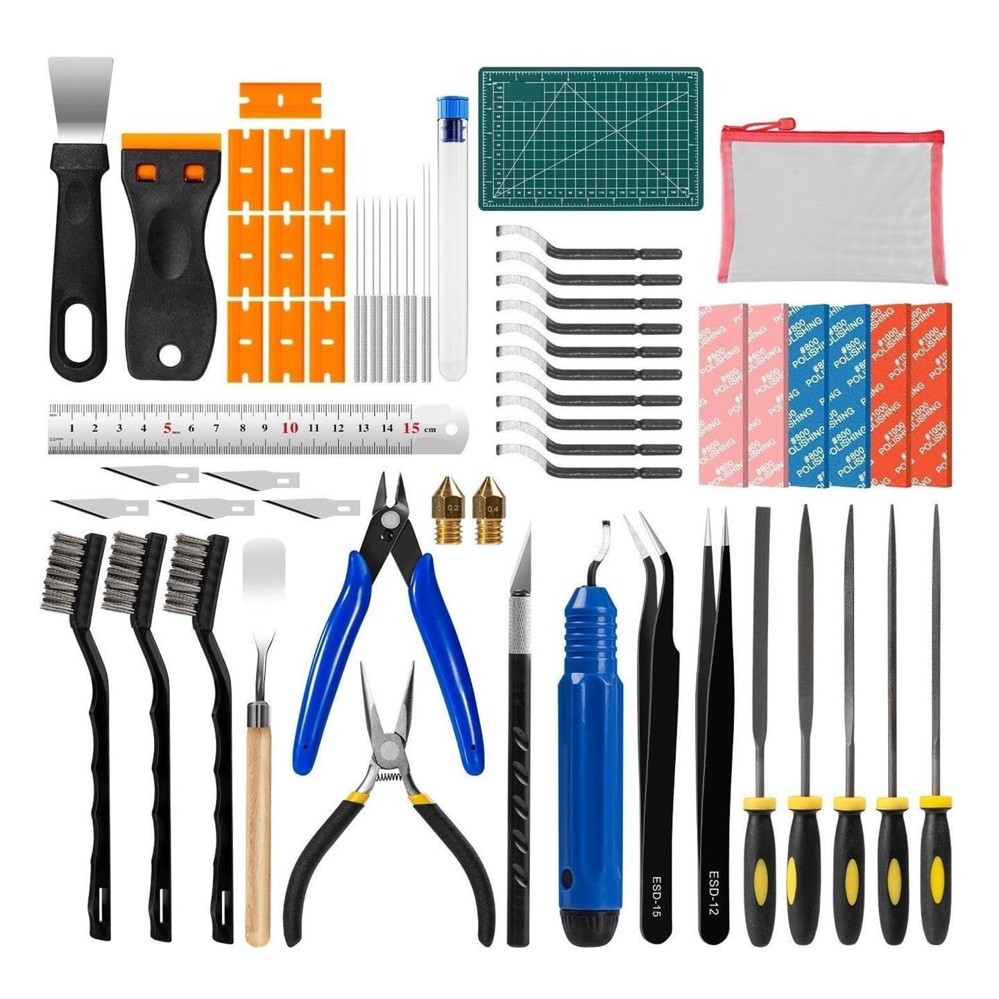 Kit d'outils d'imprimante 3D FDM SLA, nettoyeur de buse, grattoir, pincettes, ensemble de gravure de fichiers